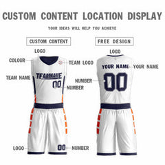 Custom White Navy Double Side Sets Design Sportswear Basketball Jersey