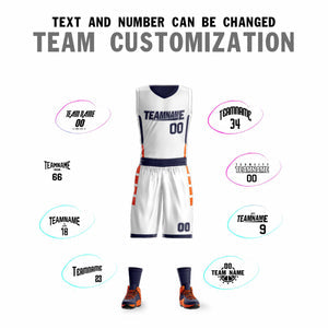 Custom White Navy Double Side Sets Design Sportswear Basketball Jersey