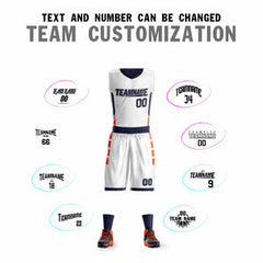 Custom White Navy Double Side Sets Design Sportswear Basketball Jersey