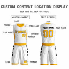 Custom White Yellow Double Side Sets Design Sportswear Basketball Jersey