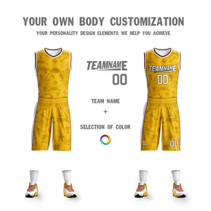 Custom Yellow White Double Side Sets Basketball Jersey