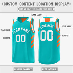 Custom Teal White-Orange Reversible Double Side Tops Basketball Jersey