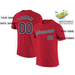 Custom Red Navy-White Classic Style Crew neck T-Shirts Full Sublimated