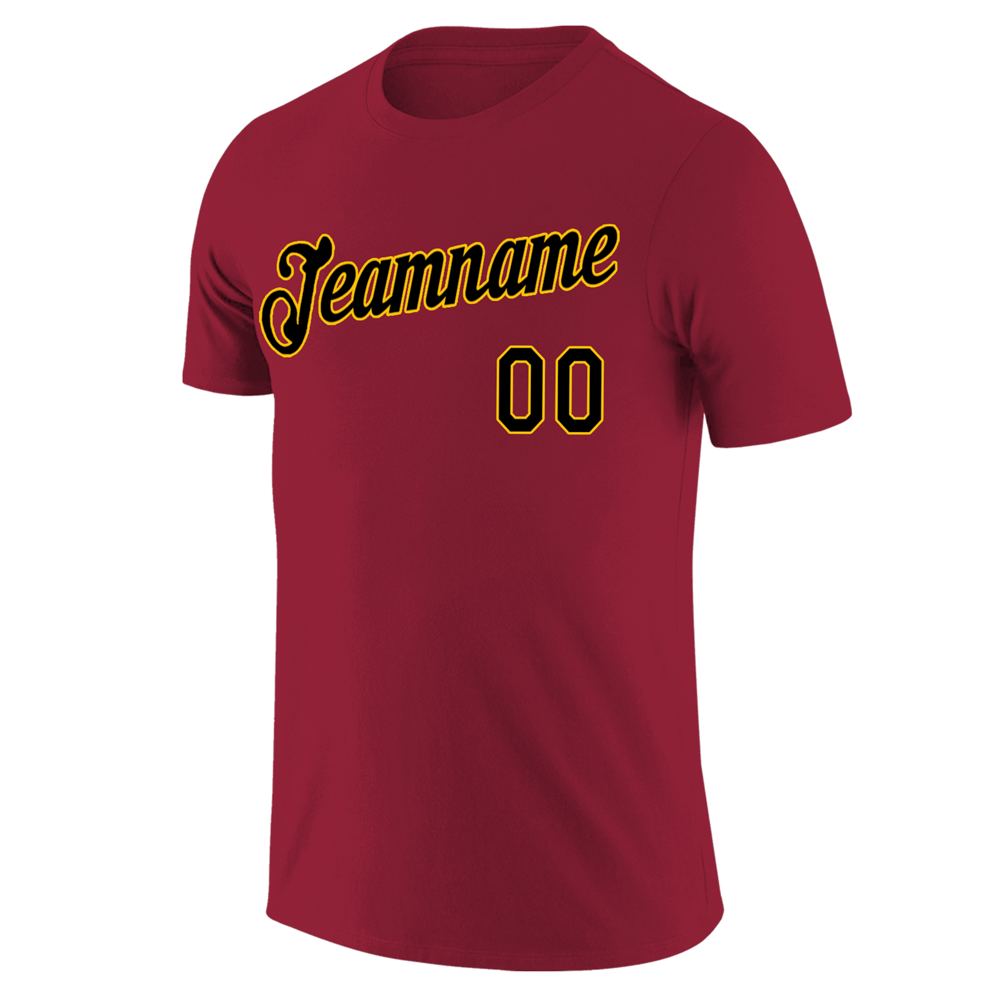 Custom Crimson Black-Yellow Classic Style Crew neck T-Shirts Full Sublimated