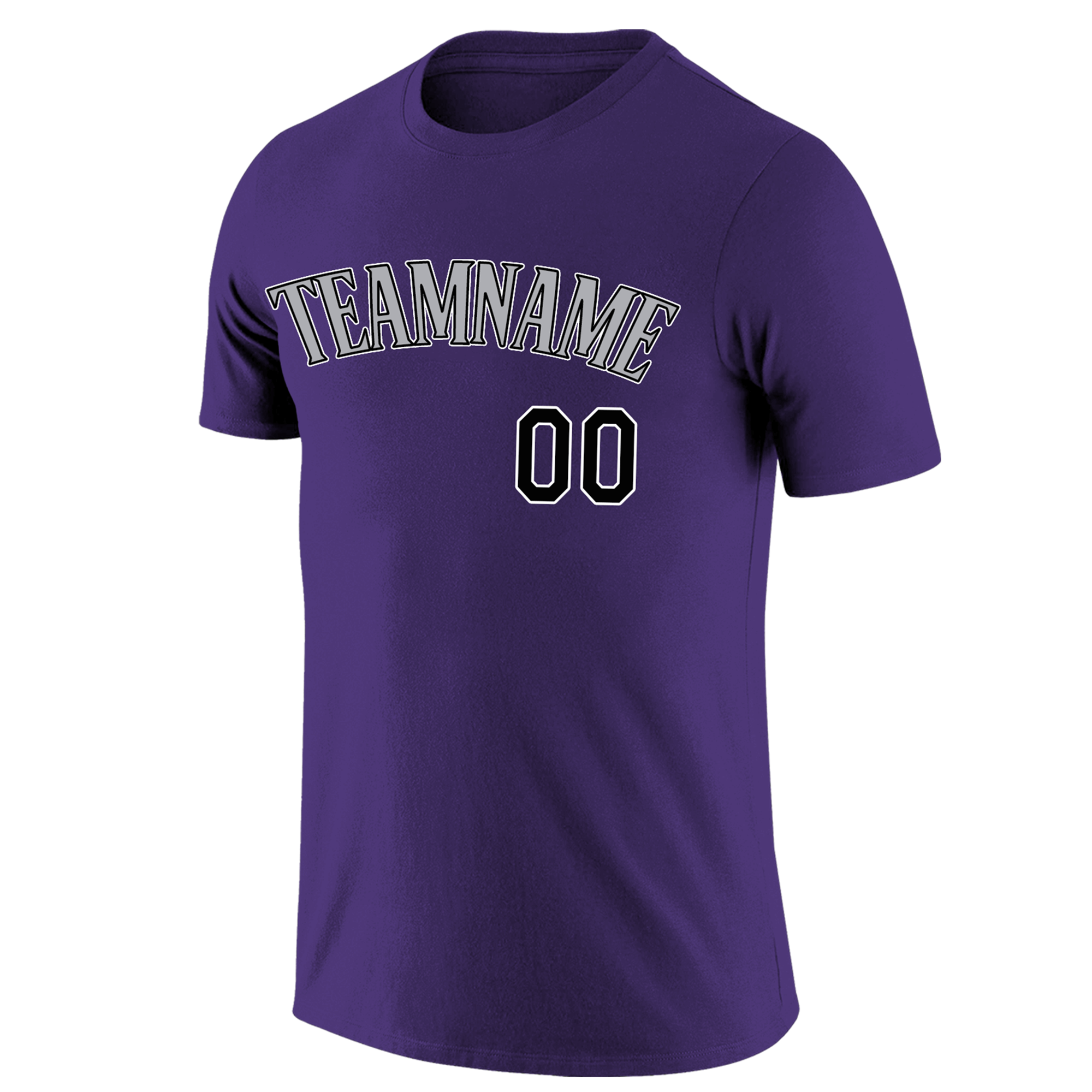 Custom Purple Gray-Black Classic Style Crew neck T-Shirts Full Sublimated