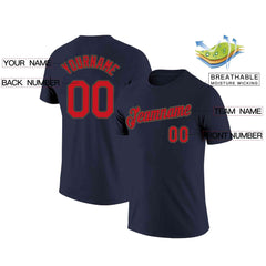 Custom Navy Red-Old Gold Classic Style Crew neck T-Shirts Full Sublimated