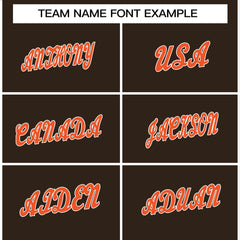 Custom Brown Orange-White Classic Style Crew neck T-Shirts Full Sublimated