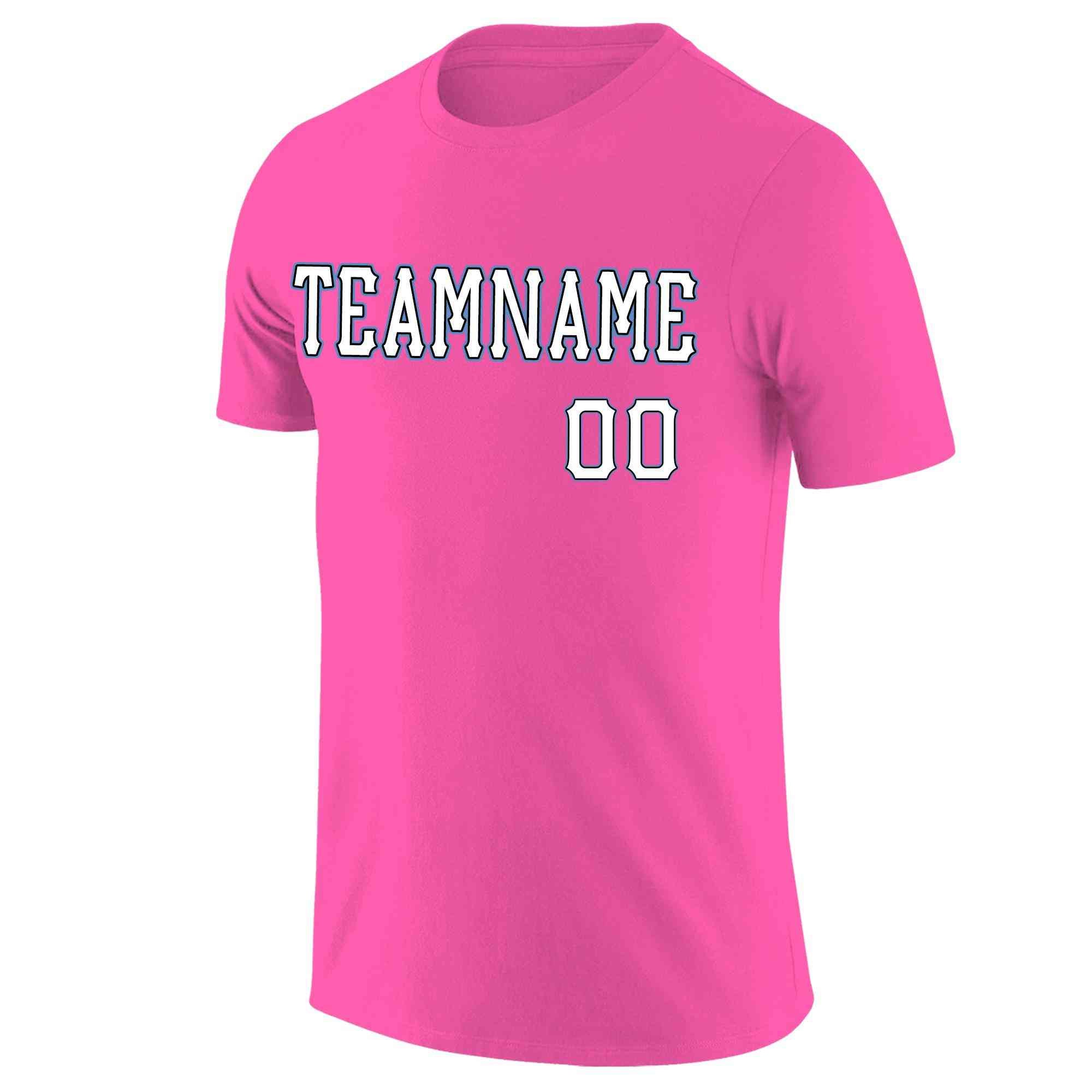 Custom Pink White-Black Classic Style Crew neck T-Shirts Full Sublimated