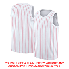 Custom White Red Stripe Fashion Tops Athletic Basketball Jersey