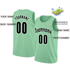 Custom Green Black-White Stripe Fashion Tops Men Casual Basketball Jersey