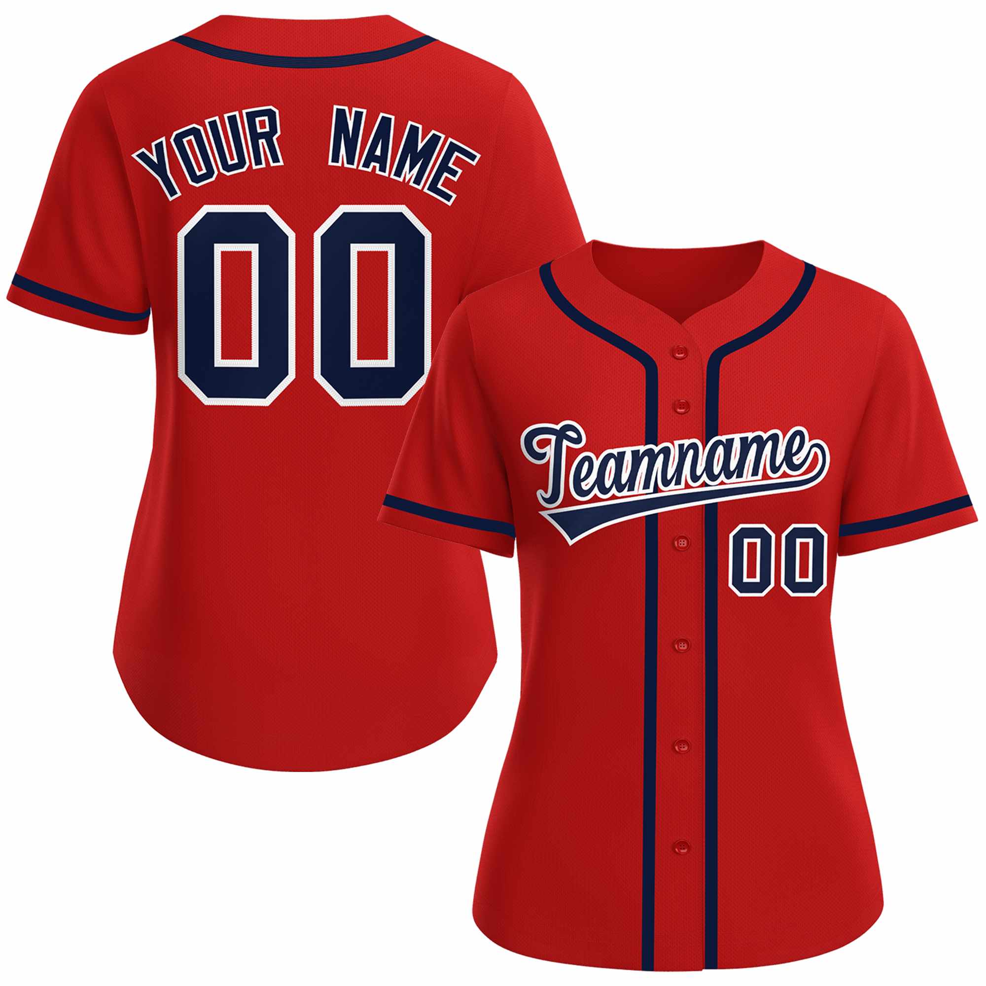 Custom Red Navy White Classic Style Baseball Jersey for Women