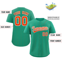 Custom Teal Orange-White Stripe Fashion Authentic Baseball Jersey