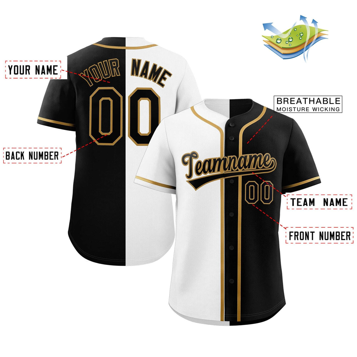 Custom Split Button Down Baseball Jersey Personalized Team Sports Uniform for Adults/Youth