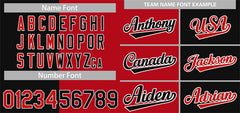 Custom Black Red-White Hook Split Fashion Authentic Baseball Jersey