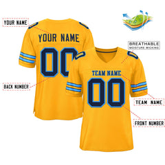 Custom Gold Navy-Powder Blue Classic Style Authentic Football Jersey