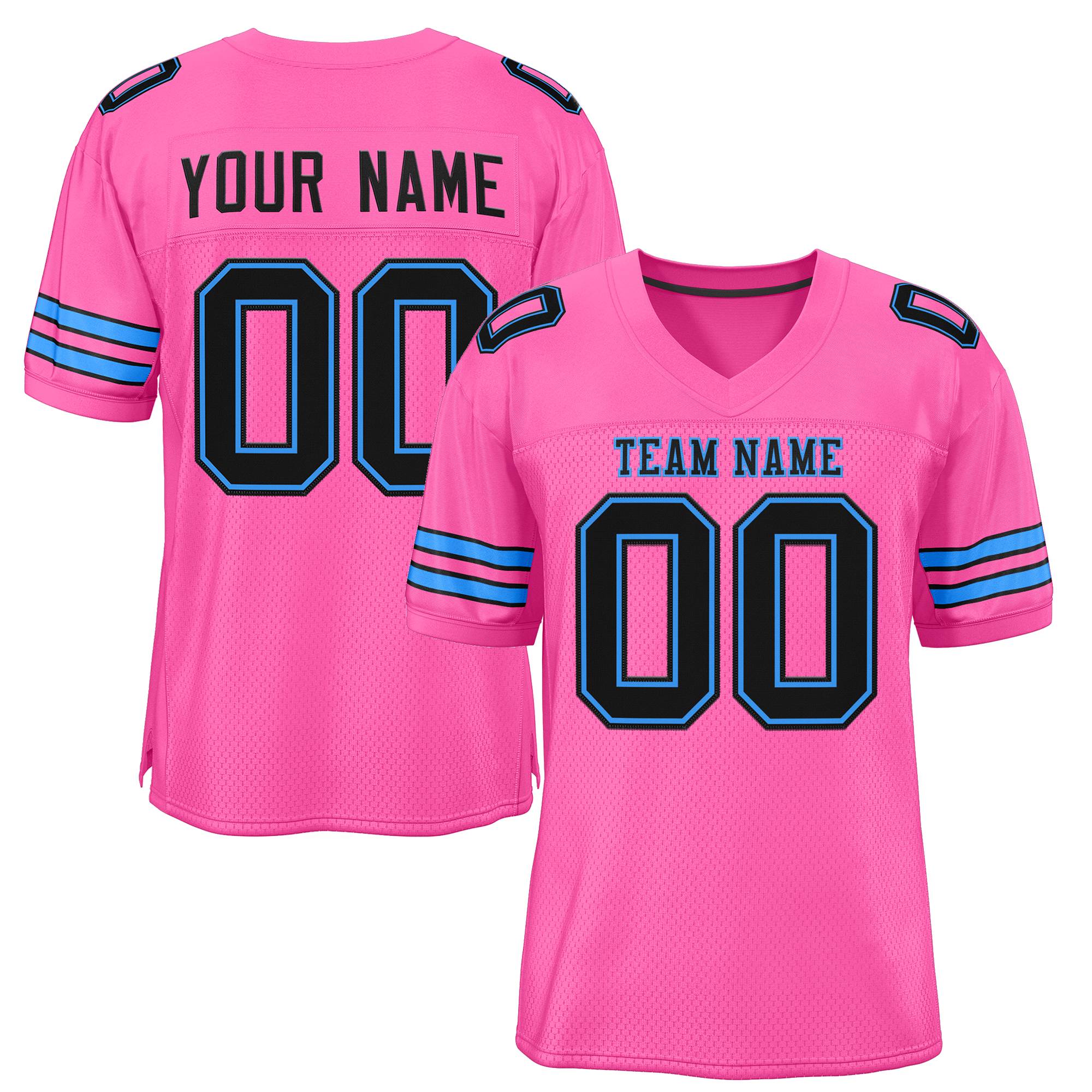 Custom Pink Black-Powder Blue Classic Style Authentic Football Jersey