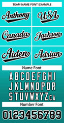 Custom Light Green Aqua Black-White Gradient Fashion Authentic Two-Button Baseball Jersey