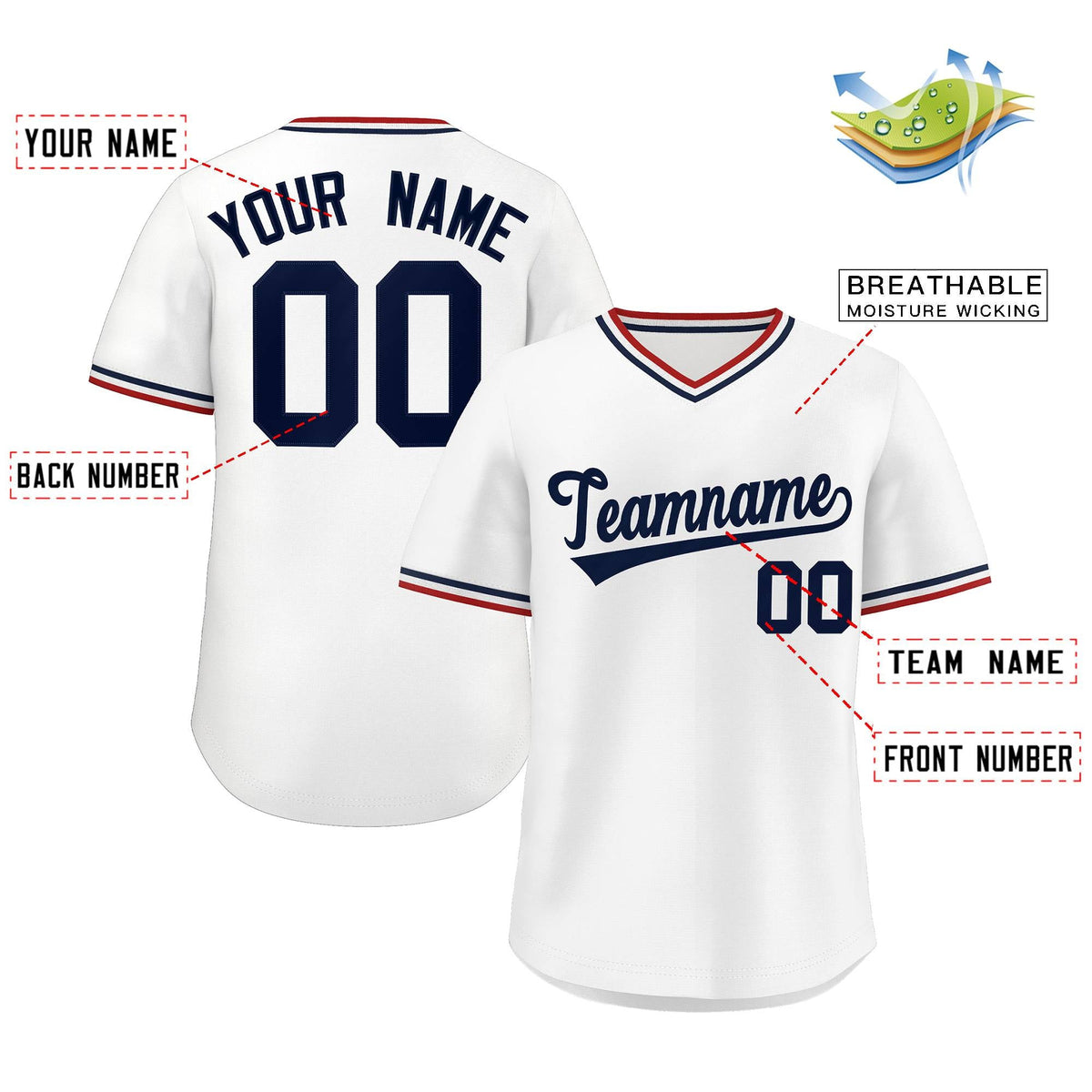 Custom White Classic Style Outdoor Authentic Pullover Baseball Jersey