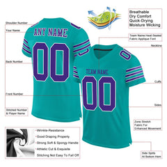 Custom Aqua Purple-White Classic Style Mesh Authentic Football Jersey