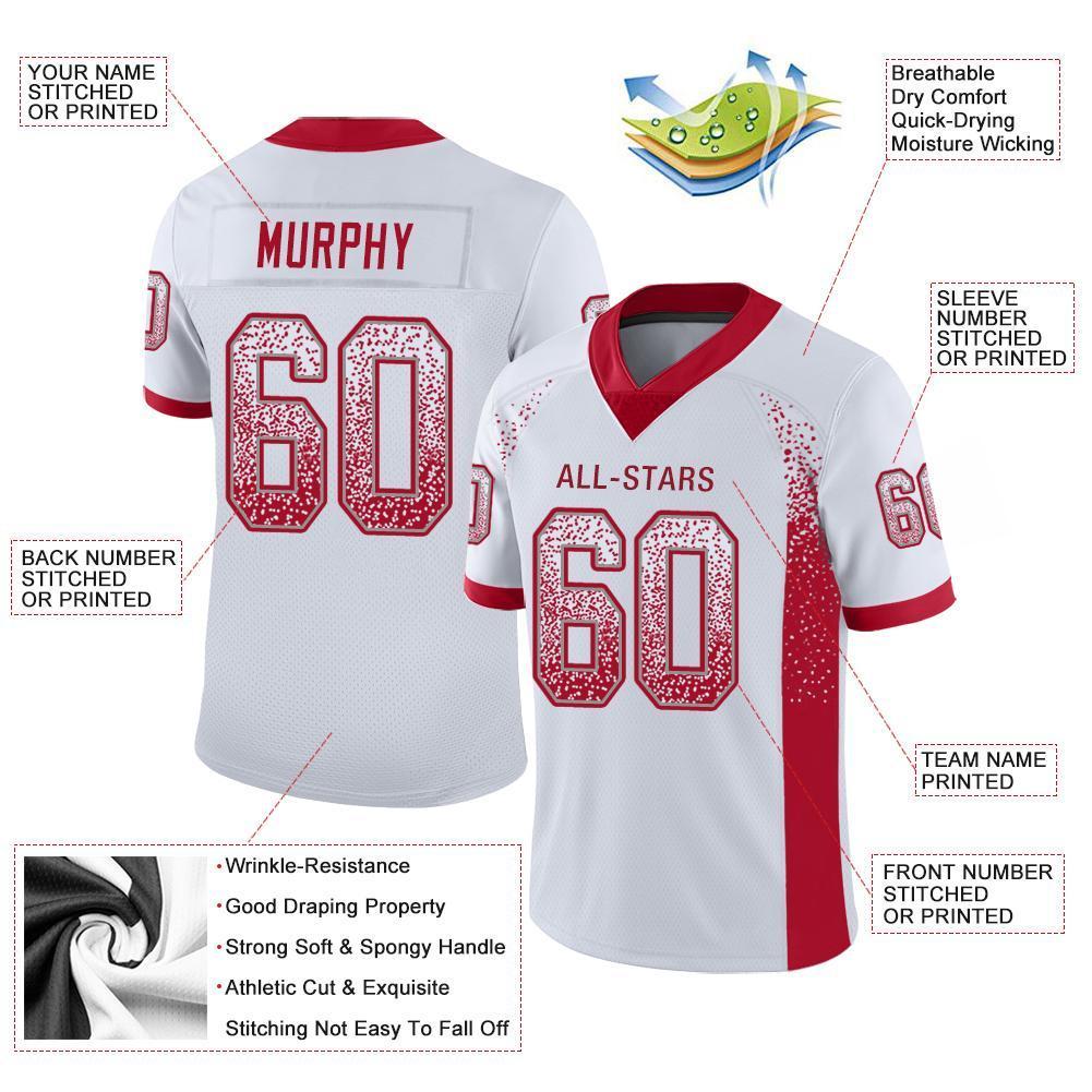 Custom White Red-Gray Drift Fashion Mesh Authentic Football Jersey