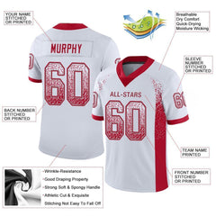 Custom White Red-Gray Drift Fashion Mesh Authentic Football Jersey