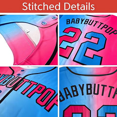 Custom Royal Pink Gradient Fashion Design Authentic Baseball Jersey