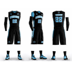 Custom Black Blue Reversible Basketball Jersey Performance Athletic Uniform