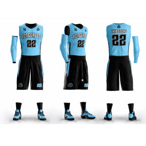 Custom Black Blue Reversible Basketball Jersey Performance Athletic Uniform