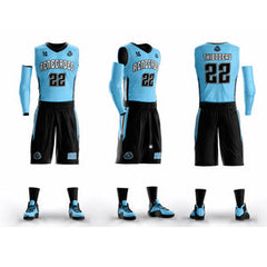 Custom Black Blue Reversible Basketball Jersey Performance Athletic Uniform