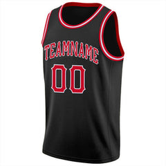 Custom Black Red-White Classic Tops Breathable Basketball Jersey