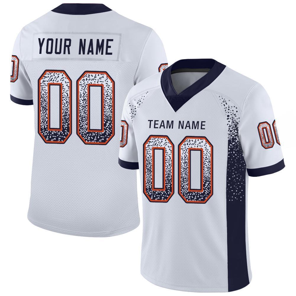 Custom White Navy-Orange Drift Fashion Mesh Authentic Football Jersey