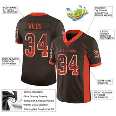 Custom Brown Orange-White Drift Fashion Mesh Authentic Football Jersey
