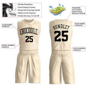 Custom Cream Black Classic Sets Basketball Jersey