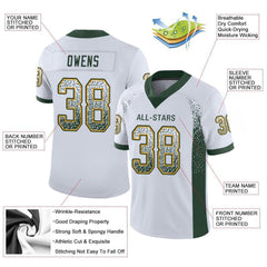 Custom White Green-Gold Drift Fashion Mesh Authentic Football Jersey