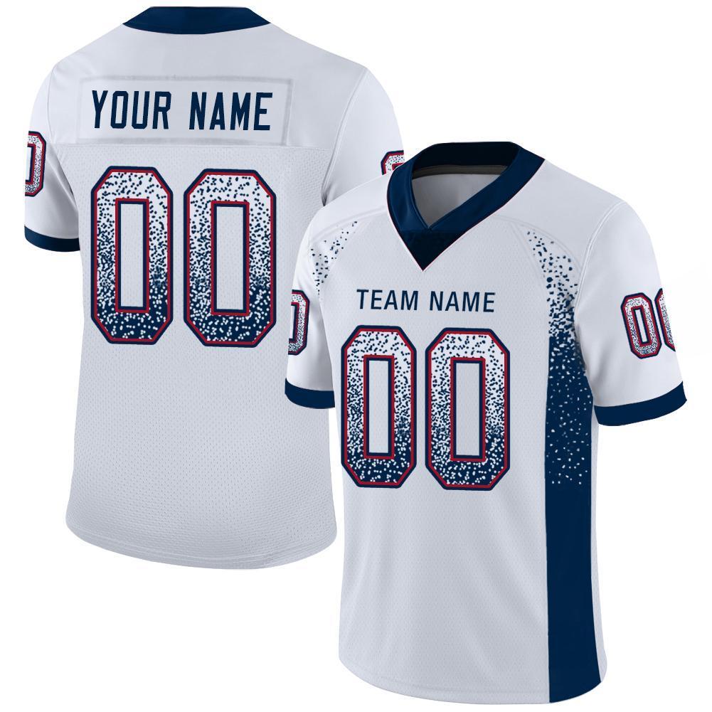 Custom White Navy-Red Drift Fashion Mesh Authentic Football Jersey