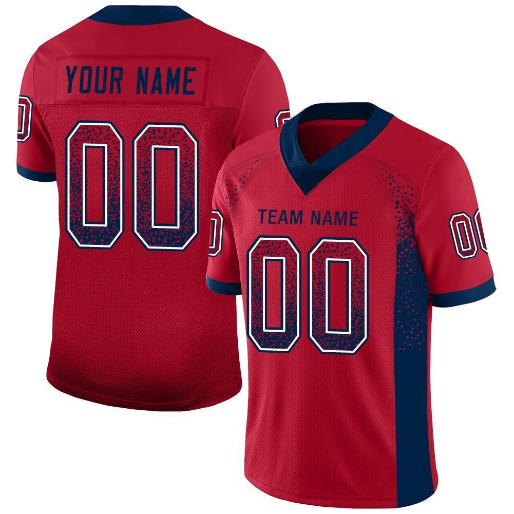 Custom Red Navy-White Drift Fashion Mesh Authentic Football Jersey