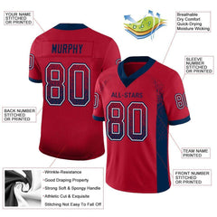 Custom Red Navy-White Drift Fashion Mesh Authentic Football Jersey