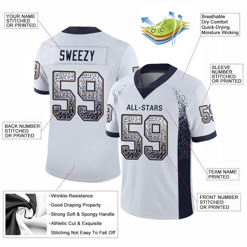 Custom White Navy-Old Gold Drift Fashion Mesh Authentic Football Jersey