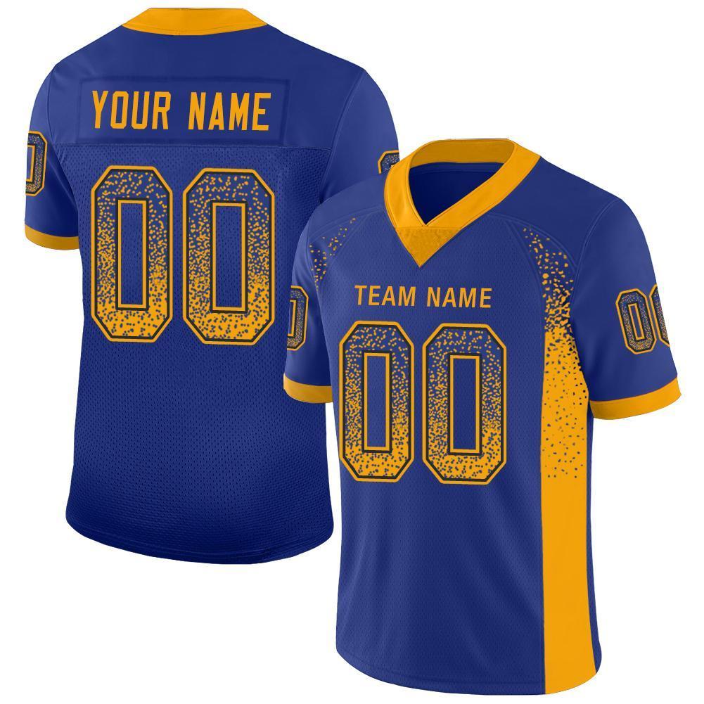 Custom Royal Gold-Navy Drift Fashion Mesh Authentic Football Jersey