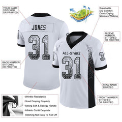 Custom White Black-Silver Drift Fashion Mesh Authentic Football Jersey