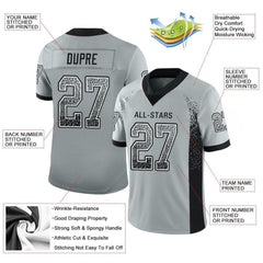 Custom Silver Black-White Drift Fashion Mesh Authentic Football Jersey