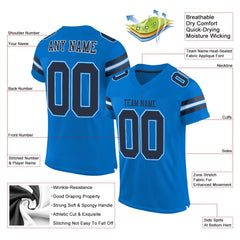 Custom Panther Blue Navy-White Classic Style Mesh Authentic Football Jersey