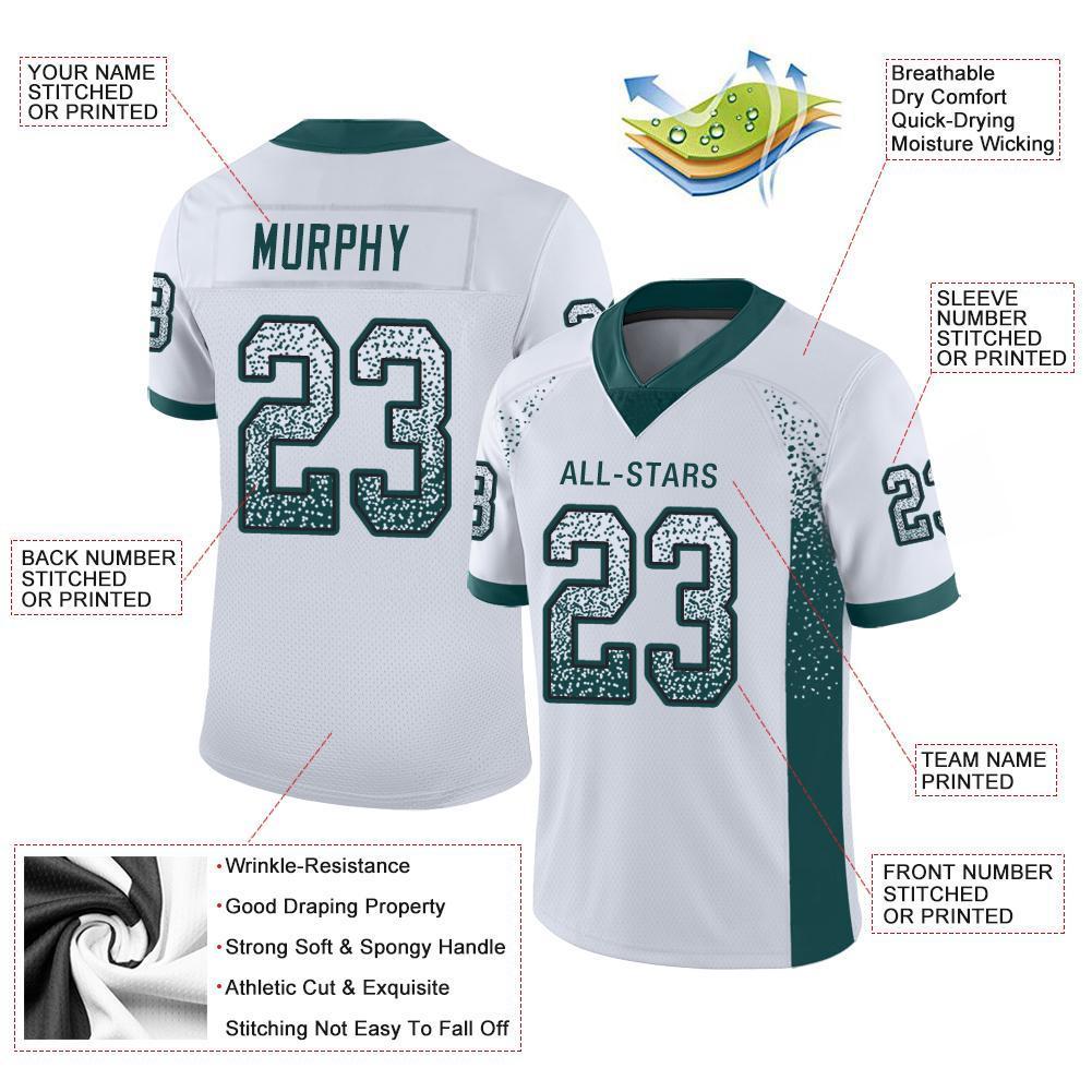 Custom White Midnight Green-Black Drift Fashion Mesh Authentic Football Jersey