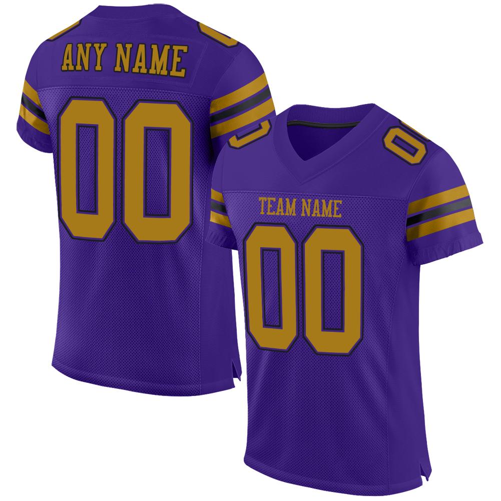 Custom Purple Old Gold-Black Classic Style Mesh Authentic Football Jersey