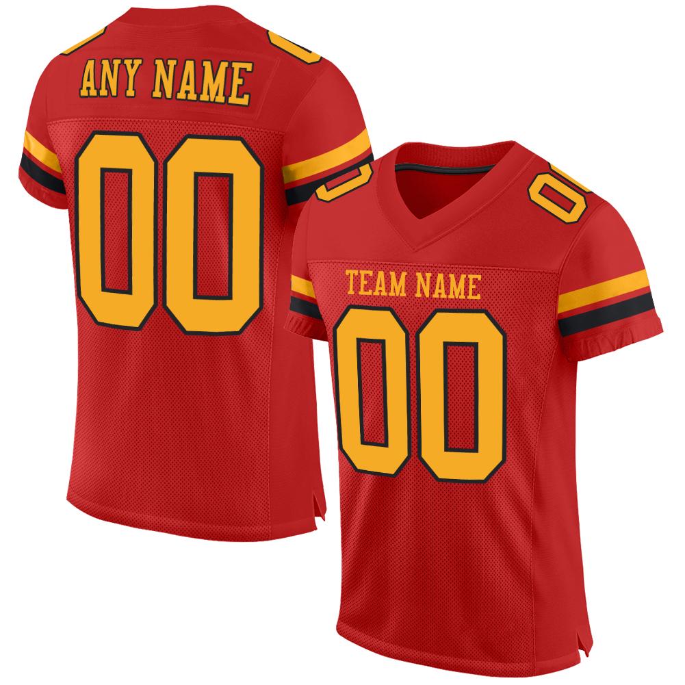 Custom Scarlet Gold-Black Classic Style Mesh Authentic Football Jersey