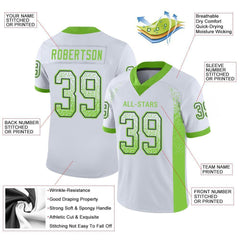 Custom White Neon Green-Navy Drift Fashion Mesh Authentic Football Jersey