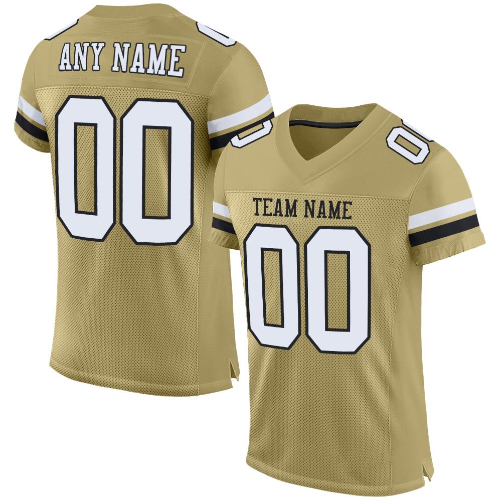 Custom Vegas Gold White-Black Classic Style Mesh Authentic Football Jersey