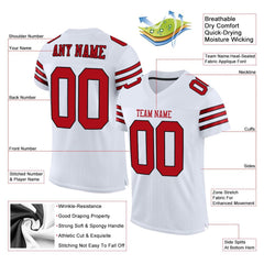 Custom White Red-Black Classic Style Mesh Authentic Football Jersey