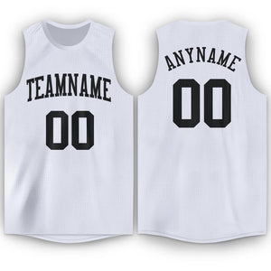 Custom White Black Classic Tops Tank Top Basketball Jersey